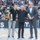 Aleksa Avramović, Željko Obradović i Predrag Saša Danilović pred početak prijateljske utakmice između Partizana i Fuenlabrade na Tašmajdanu