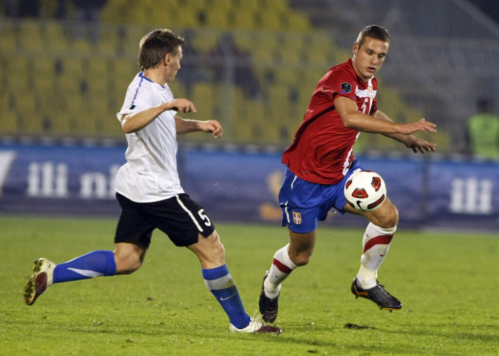 Nemanja Vidic fudbaler reprezentacije Srbije na utakmici kvalifikacija za Evropsko prvenstvo protiv Estonije na stadionu Partizana 08.10.2010. godine Foto: Marko Metlas