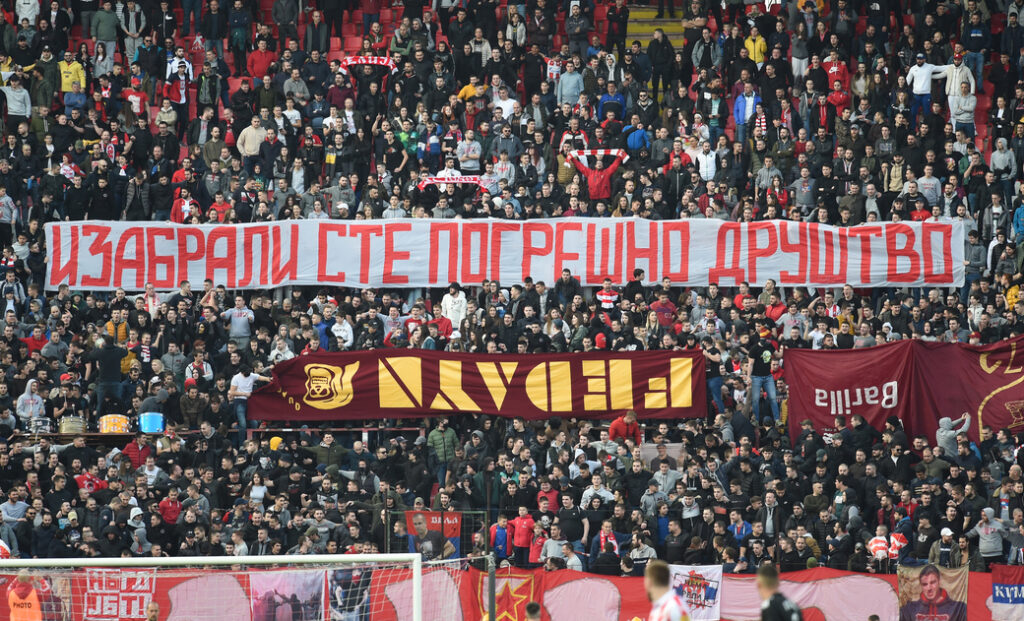 DELIJE, navijaci fudbalera Crvene zvezde, na prvenstvenoj utakmici protiv Cukarickog, na stadionu Rajko Mitic. Beograd, 18.02.2023. foto: Nebojsa Parausic Fudbal, Crvena zvezda, Cukaricki