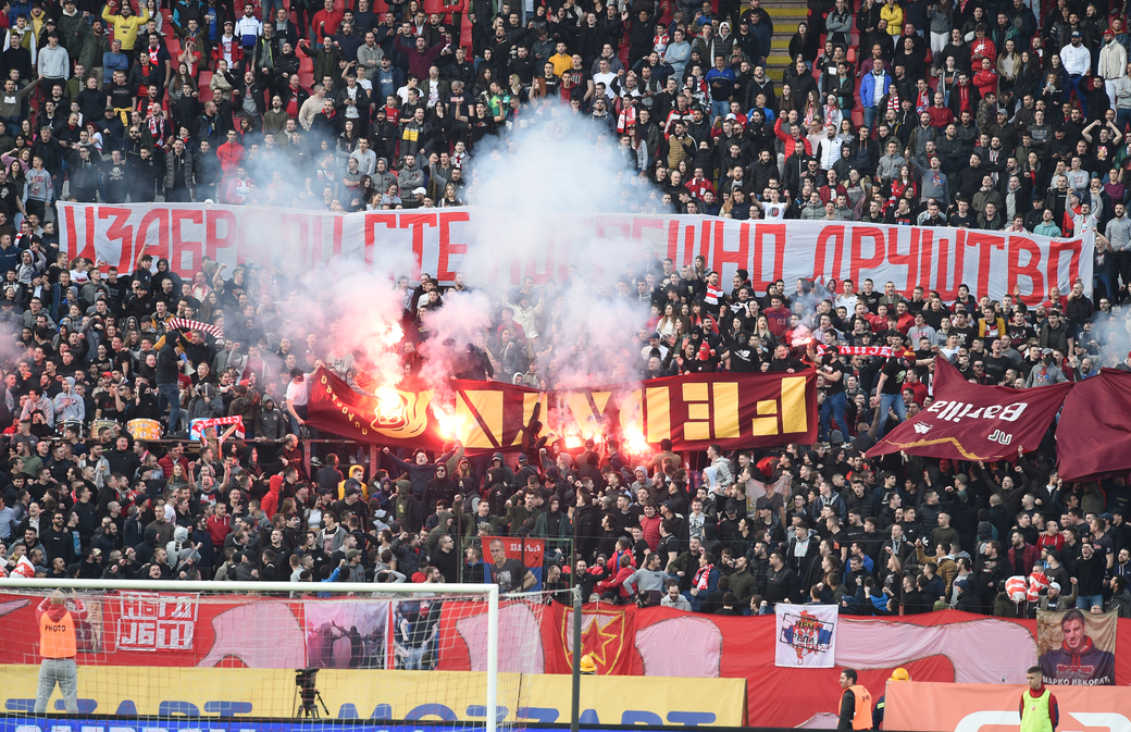 DELIJE, navijaci fudbalera Crvene zvezde, na prvenstvenoj utakmici protiv Cukarickog, na stadionu Rajko Mitic. Beograd, 18.02.2023. foto: Nebojsa Parausic Fudbal, Crvena zvezda, Cukaricki