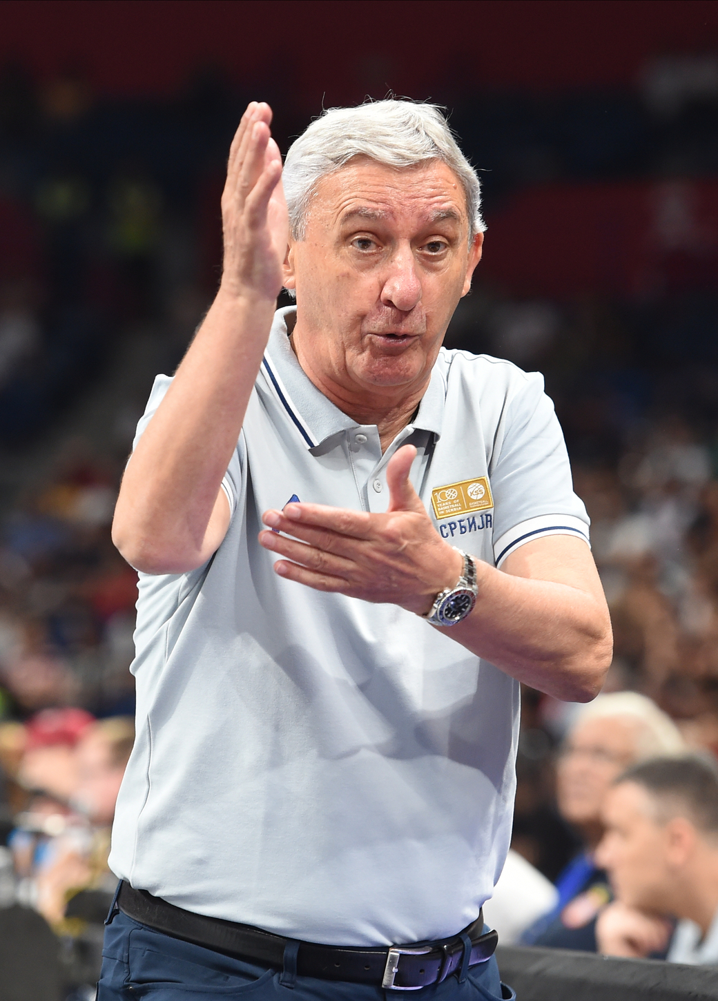 SVETISLAV PESIC selektor i trener kosarkasa reprezentacije Srbije na prijateljskoj utakmici pred FIBA Svetsko prvenstvo 2023 protiv Portorika u hali Stark Beogradska arena, Beograd 16.08.2023. godine Foto: Marko Metlas Kosarka, Srbija, Portoriko, Prijateljska utakmica