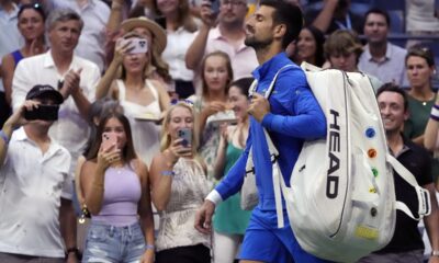 Novak Đoković na meču osmine finala US opena protiv Borne Goje