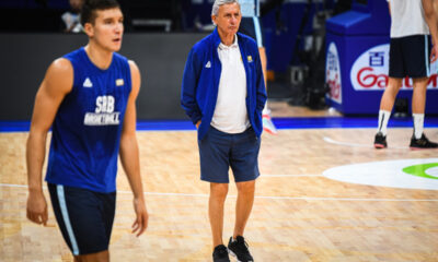 Svetislav Pešić, trening košarkaša Srbije pred finale sa Nemačkom