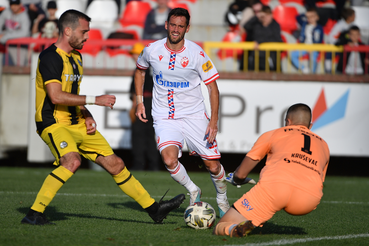 fudbaler Crvene zvezde na utakmici Kupa Srbije protiv Trajala Krusevac, Krusevac, 18.10.2023. godine Foto: MN PRESS Fudbal, Crvena zvezda, Kup Srbije, Trajal Krusevac