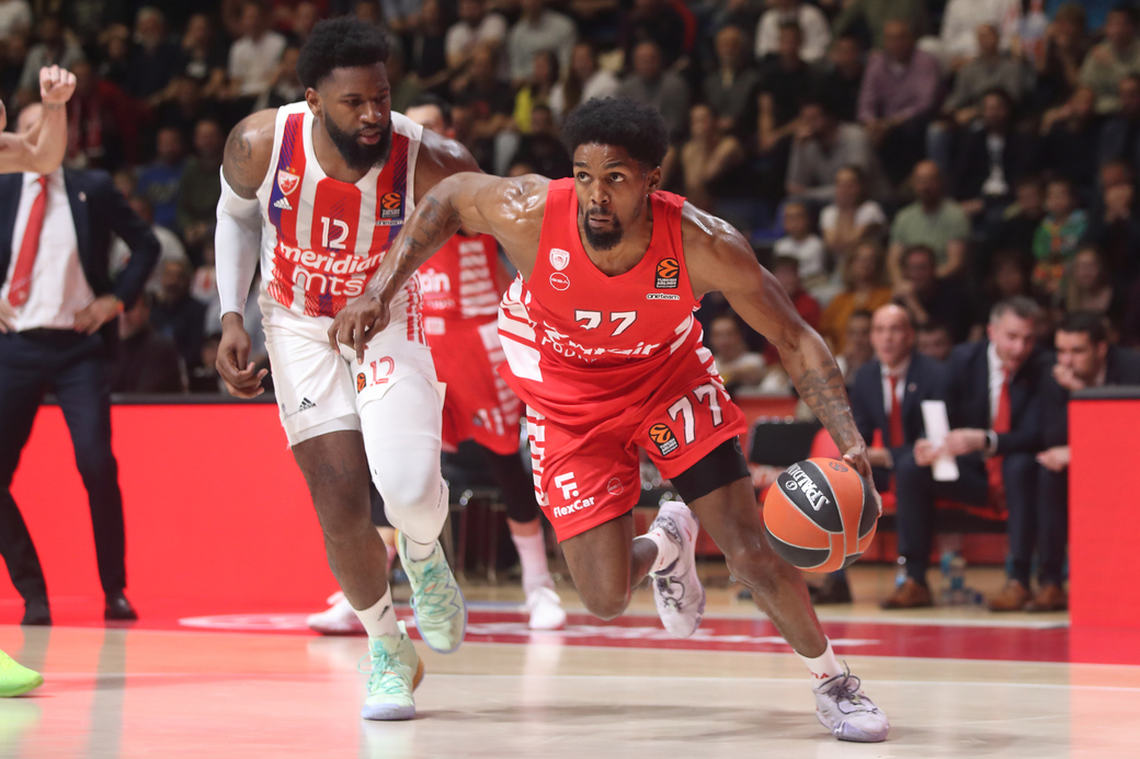 SHAQUIELLE MCKISSIC Sakil Mekkisik kosarkas Olimpijakosa Pirej na utakmici Evrolige protiv Crvene zvezde u hali Aleksandar Nikolic Pionir, Beograd 06.04.2023. godine Foto: Marko Metlas Kosarka, Crvena zvezda, Evroliga, Olimpijakos Pirej