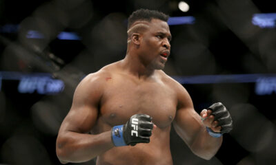 FILE - Francis Ngannou during a heavyweight championship mixed martial arts bout against Stipe Miocic at UFC 220, Sunday, Jan. 21, 2018, in Boston. Being the best heavyweight boxer in the world isn’t enough for Tyson Fury. He has appeared in WWE, been the subject of a Netflix reality series and is now in the Middle East to fight a former UFC star in the latest in a crossover bouts. Fighting Francis Ngannou on Saturday, Oct. 28, 2023 will earn Fury a reported $50 million. (AP Photo/Gregory Payan, File)