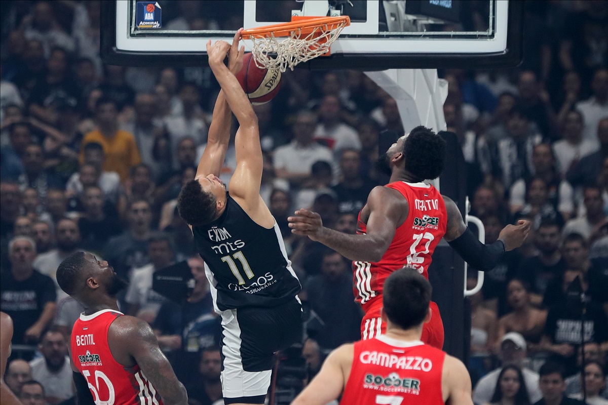 DANTE EXUM Dante Eksum kosarkas Partizana na utakmici finala Jadranske ABA lige protiv Crvene zvezde u hali Stark Beogradska arena, Beograd 22.06.2023. godine Foto: Marko Metlas Kosarka, Crvena zvezda, Finale, Jadranska ABA liga, Partizan