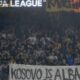 Navijači AEK-a sa transparentom "Kosovo je Albanija" na meču Lige Evrope protiv Ajaksa