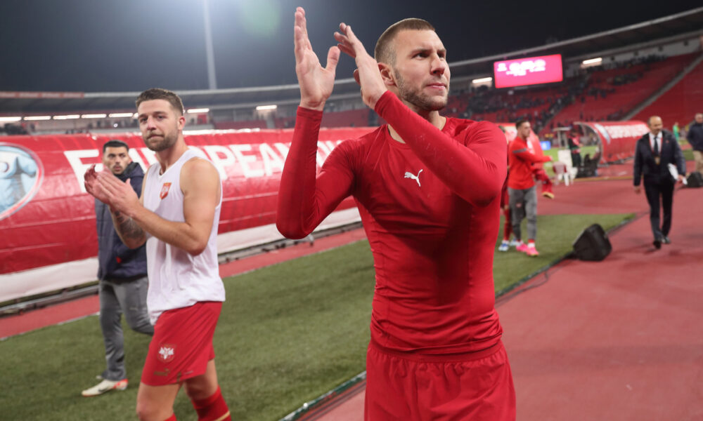 SERGEJ MILINKOVIC SAVIC, STRAHINJA PAVLOVIC fudbaleri reprezentacije Srbije na utakmici kvalifikacija za UEFA Evropsko prvenstvo 2024 godine protiv Crne Gore na stadionu Rajka Mitica, Beograd 17.10.2023. godine Foto: Marko Metlas Fudbal, Reprezentacija, Srbija, Crna Gora, UEFA Evropsko prvenstvo, EURO 2024