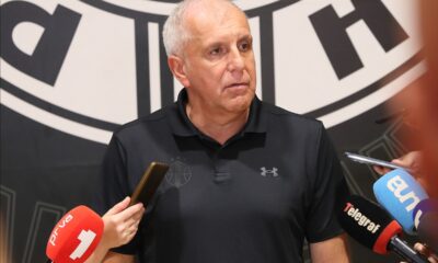 Trener Partizana Željko Obradović daje izjavu