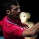Serbia's Novak Djokovic plays a shot against Britain's Cameron Norrie during a Davis Cup quarter-final tennis match between Serbia and United Kingdom in Malaga, Spain, Thursday, Nov. 23, 2023. (AP Photo/Manu Fernandez)