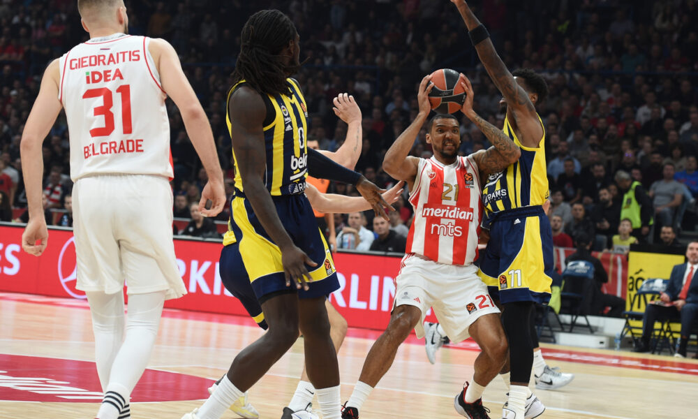 , kosarkas Crvene zvezde, na utakmici Evrolige protiv Fenerbahcea, u Beogradskoj Stark areni. Beograd, 14.11.2023. Foto: Nebojsa Parausic / MN Press Kosarka, Euroleague, Crvena zvezda, Fenerbahce