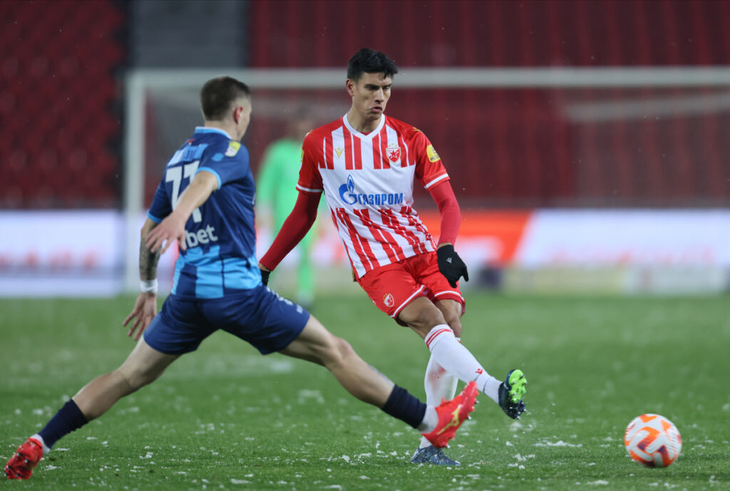 Marko Stamenić, fudbaler Crvene zvezde na utakmici Kupa Srbije protiv Radnickog na stadionu Rajko Mitic. Beograd, 06.12.2023. Foto: Marko Metlas Fudbal, Kup Srbije, Crvena zvezda, Radnicki