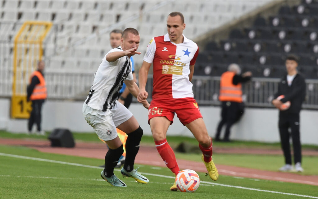 Nikola Antić, fudbaler Partizana, na prvenstvenoj utakmici protiv Vojvodine, na stadionu JNA. Beograd, 02.012.2023. foto: Nebojsa Parausic Fudbal, Partizan, Vojvodina