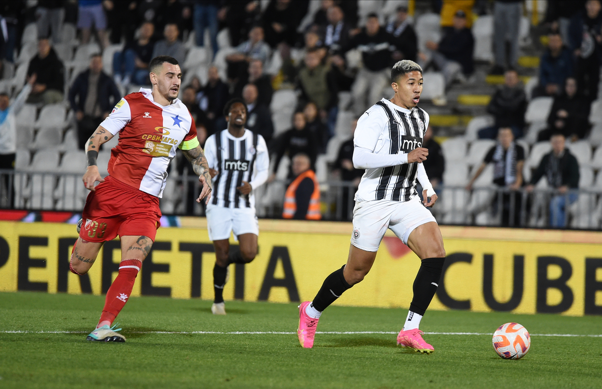 Mateuš Saldanja, fudbaler Partizana, na prvenstvenoj utakmici protiv Vojvodine, na stadionu JNA. Beograd, 02.012.2023. foto: Nebojsa Parausic Fudbal, Partizan, Vojvodina