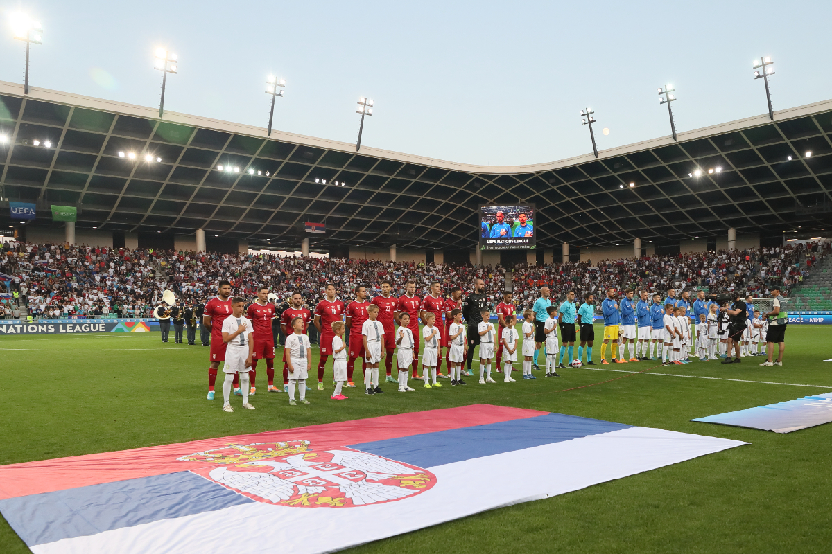 EKIPE fudbalera reprezentacije Srbije na utakmici UEFA Lige nacija protiv Slovenije na stadionu Stozice, Ljubljana 12.06.2022. godine Foto: Marko Metlas Fudbal, Srbija, Slovenija, UEFA Liga nacija