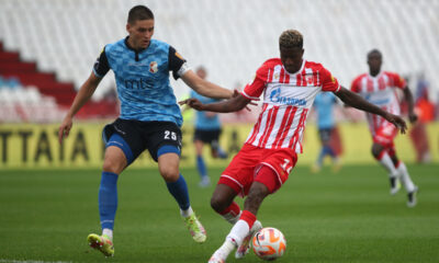 PETER OLAYINKA Peter Olajinka fudbaler Crvene Zvezde na utakmici Mocart Superlige Srbije protiv NEMANJA DJEKOVIC iz Napretka na stadionu Rajko Mitic, Beograd 06.08.2023. godine Foto: Ivica Veselinov / MN PRESS FUDBAL, FOOTBALL, FK CRVENA ZVEZDA, NAPREDAK KRUSEVAC, MOZZART SUPERLIGA, PRVENSTVO SRBIJE, NATIONAL CHAMPIONSHIP
