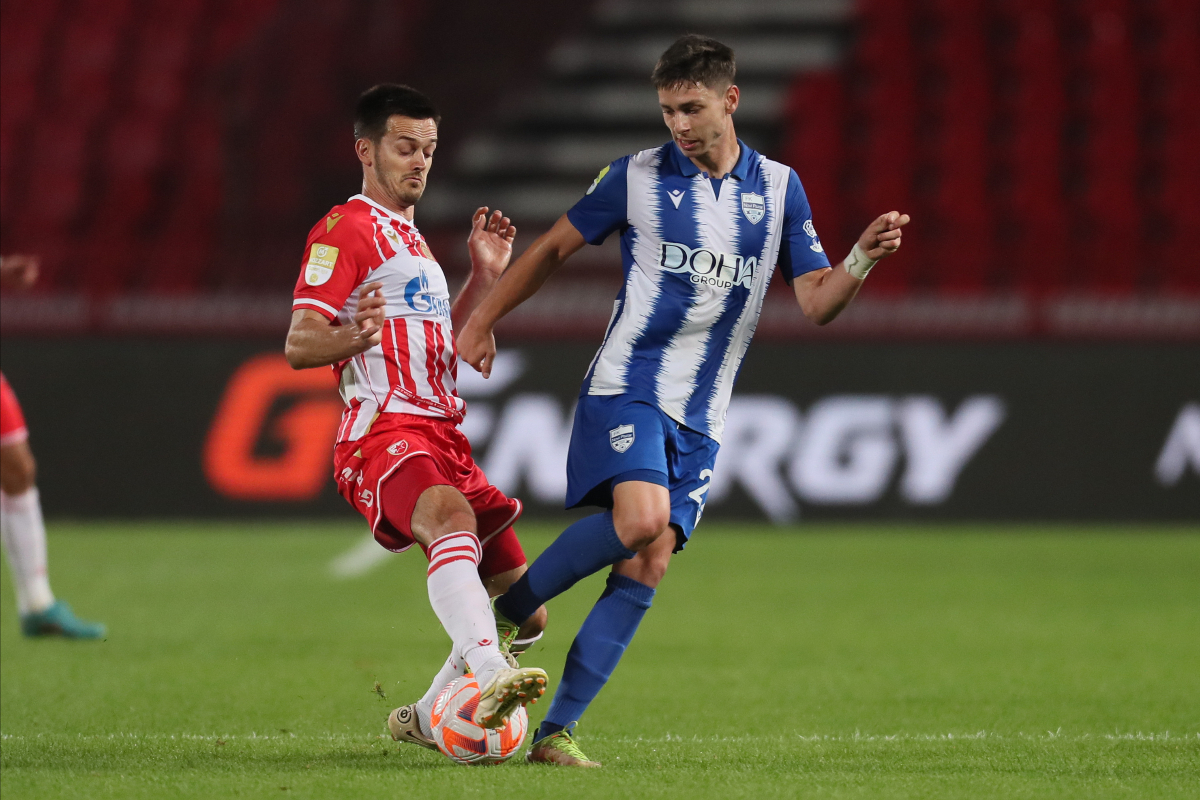 MIRKO IVANIC fudbaler Crvene zvezde na utakmici Superlige Prvenstva Srbije protiv MITAR ERGELAS iz Novog Pazara na stadionu Rajka Mitica, Beograd 02.09.2023. godine Foto: Marko Metlas Fudbal, Novi Pazar, Superliga Prvenstvo Srbije, Crvena zvezda