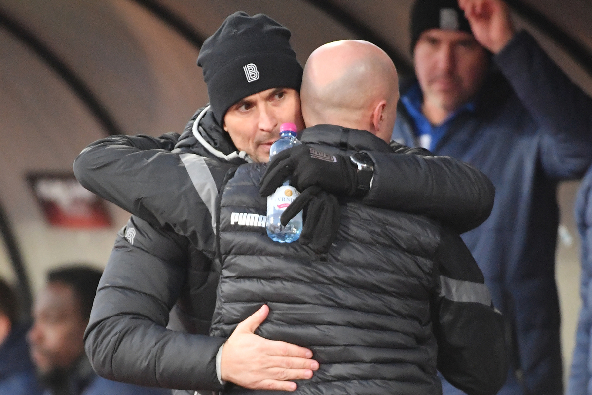 IGOR DULJAJ trener fudbalera Partizana na utakmici Superlige Prvenstva Srbije protiv SLAVOLJUB DJORDJEVIC trener Radnickog na Stadionu Cair, Nis 11.12.2023. godine Foto: Mladjan Ivanovic Fudbal, Partizan, Superliga Prvenstvo Srbije, Radnicki Nis