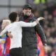 Liverpool's manager Jurgen Klopp celebrates with Liverpool's Luis Diaz, left, at the end of the Premier League soccer match between Crystal Palace and Liverpool at Selhurst Park, in London, England, Saturday, Dec. 9, 2023. (AP Photo/Kin Cheung)