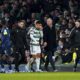 Celtic's Luis Palma goes off injured during the Champions League, Group E, soccer match between Celtic and Feyenoord at Celtic Park, Glasgow, Scotland, Wednesday, Dec. 13, 2023. (Andrew Milligan/PA via AP)