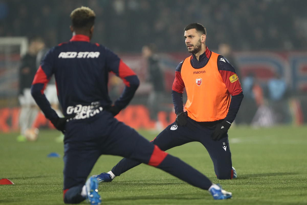 Aleksandar Dragović , fudbaler Crvene zvezde, na prvenstvenoj utakmici protiv Partizana, na stadionu JNA. Beograd, 20.12.2023. foto: MN Press / Ivica Veselinov Fudbal, 171. derbi, Partizan, Crvena zvezda,