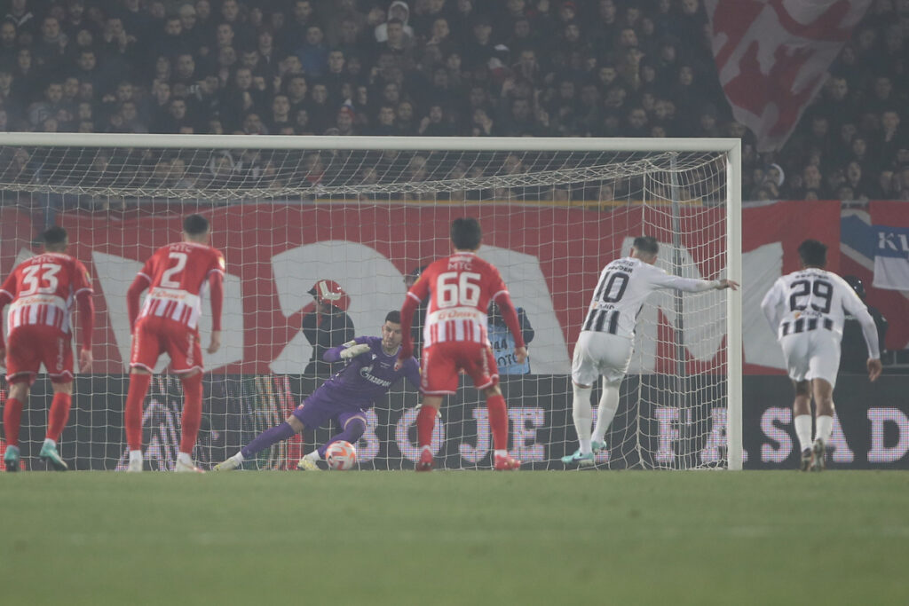 , fudbaler Partizana, na prvenstvenoj utakmici protiv Crvene zvezde, na stadionu JNA. Beograd, 20.12.2023. foto: MN Press / Ivica Veselinov Fudbal, 171. derbi, Partizan, Crvena zvezda,