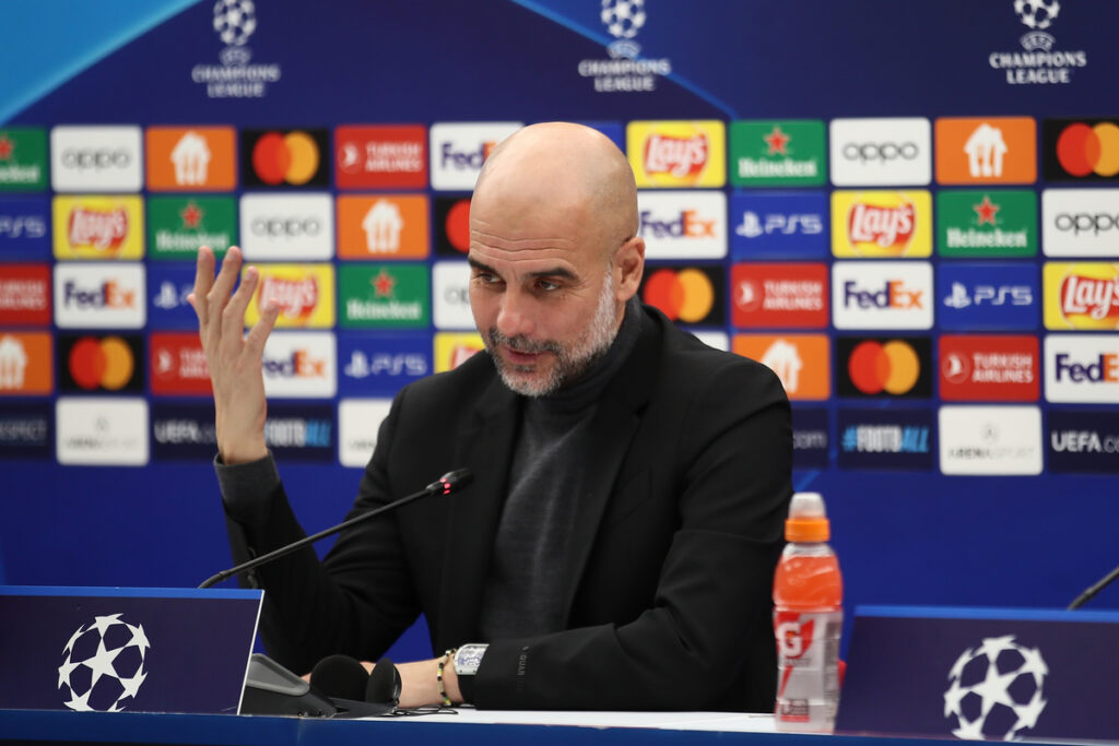 JOSEP PEP GUARDIOLA Zozep Pep Gvardiola trener fudbalera Mancester Sitija na konferenciji pred utakmicu UEFA Lige Sampiona protiv Crvene Zvezde na stadionu Rajko Mitic, Beograd 12.12.2023. godine Foto: Ivica Veselinov / MN PRESS FUDBAL, FOOTBALL, UEFA CHAMPIONS LEAGUE, LIGA SAMPIONA, CRVENA ZVEZDA, RED STAR, MANCHESTER CITY