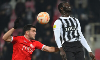 Frenk Kanute fudbaler Partizana na utakmici Superlige Prvenstva Srbije protiv Radnickog na Stadionu Cair, Nis 11.12.2023. godine Foto: Mladjan Ivanovic Fudbal, Partizan, Superliga Prvenstvo Srbije, Radnicki Nis