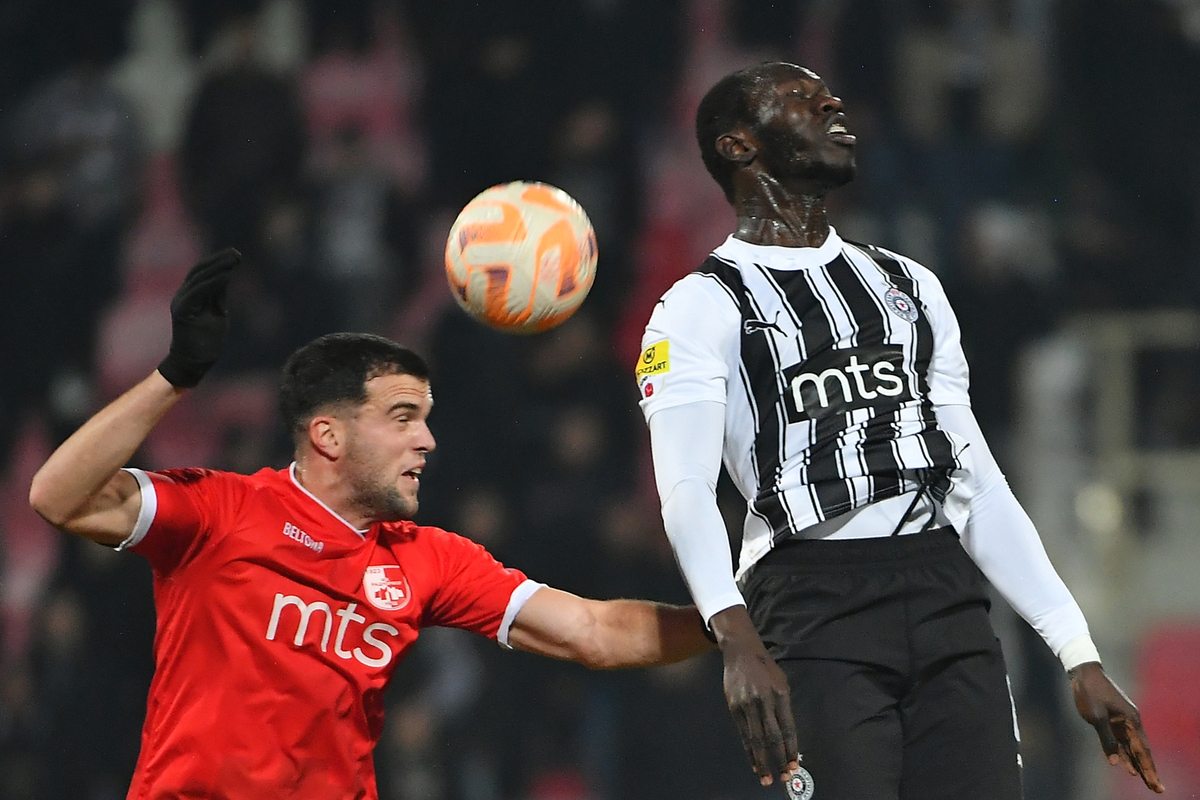 Frenk Kanute fudbaler Partizana na utakmici Superlige Prvenstva Srbije protiv Radnickog na Stadionu Cair, Nis 11.12.2023. godine Foto: Mladjan Ivanovic Fudbal, Partizan, Superliga Prvenstvo Srbije, Radnicki Nis