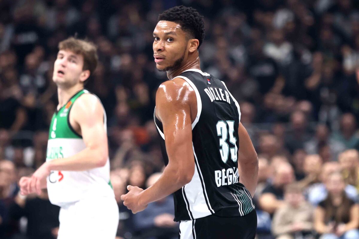 kosarkas Partizana na utakmici Evrolige protiv Zalgirisa u hali Stark Arena, Beograd 26.01.2024. Foto: Marko Metlas Kosarka, Partizan, Evroliga, Zalgiris