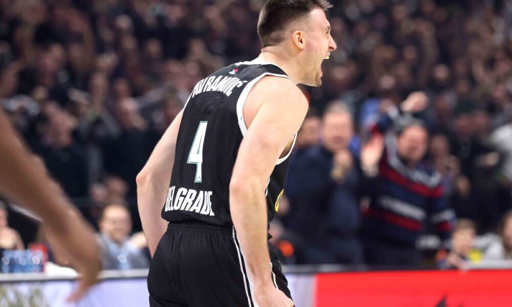 kosarkas Partizana na utakmici Evrolige protiv Zalgirisa u hali Stark Arena, Beograd 26.01.2024. Foto: Marko Metlas Kosarka, Partizan, Evroliga, Zalgiris
