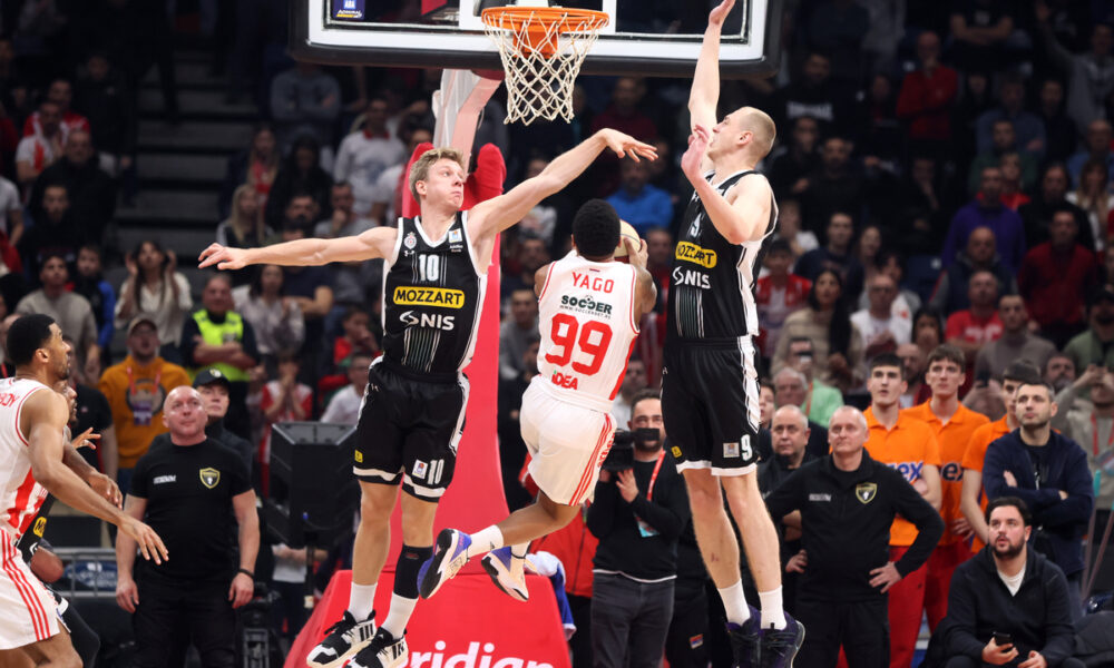 kosarkas Crvene zvezde na utakmici Jadranske ABA lige protiv Partizana u hali Stark Beogradska arena, Beograd 28.01.2024. godine Foto: Marko Metlas Kosarka, Crvena zvezda, Jadranska ABA liga, Partizan