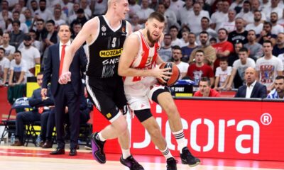 kosarkas Crvene zvezde na utakmici Evrolige protiv Partizana u hali Stark Beogradska arena, Beograd 04.01.2023. godine Foto: Marko Metlas Kosarka, Crvena zvezda, Evroliga, Partizan