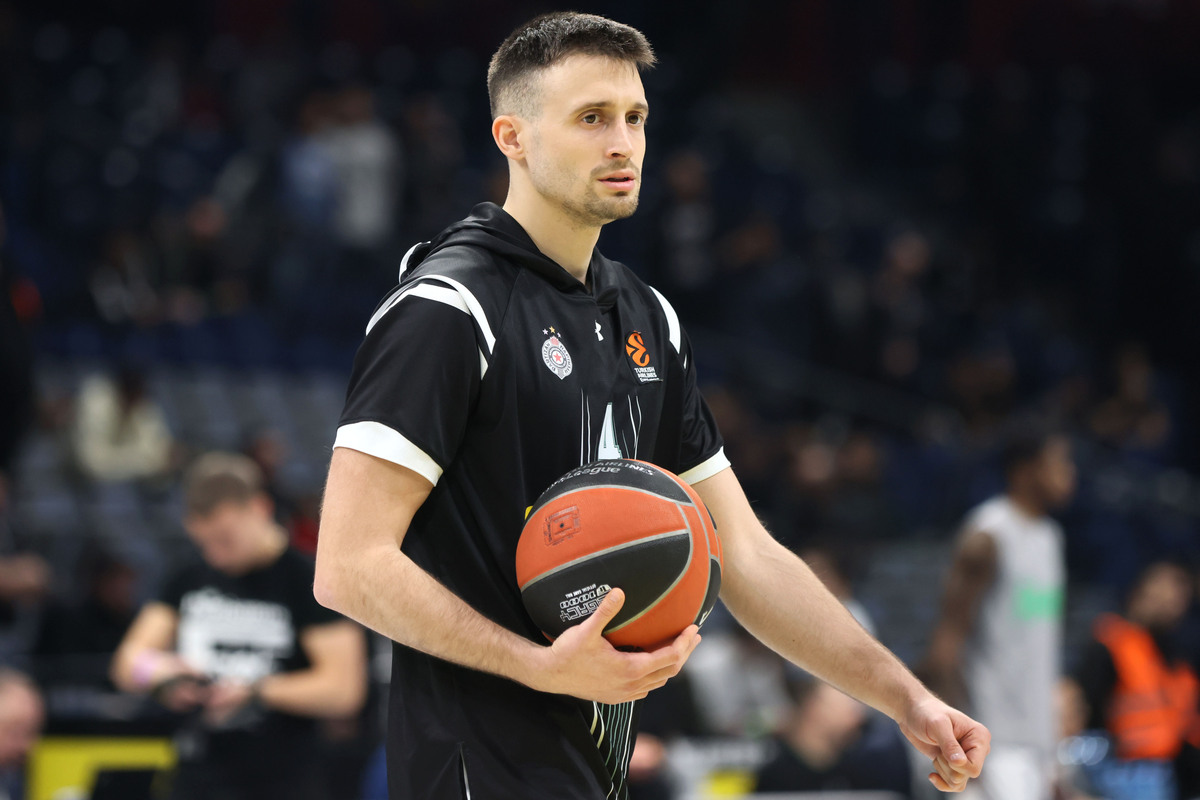 kosarkas Partizana na utakmici Evrolige protiv Zalgirisa u hali Stark Arena, Beograd 26.01.2024. Foto: Marko Metlas Kosarka, Partizan, Evroliga, Zalgiris