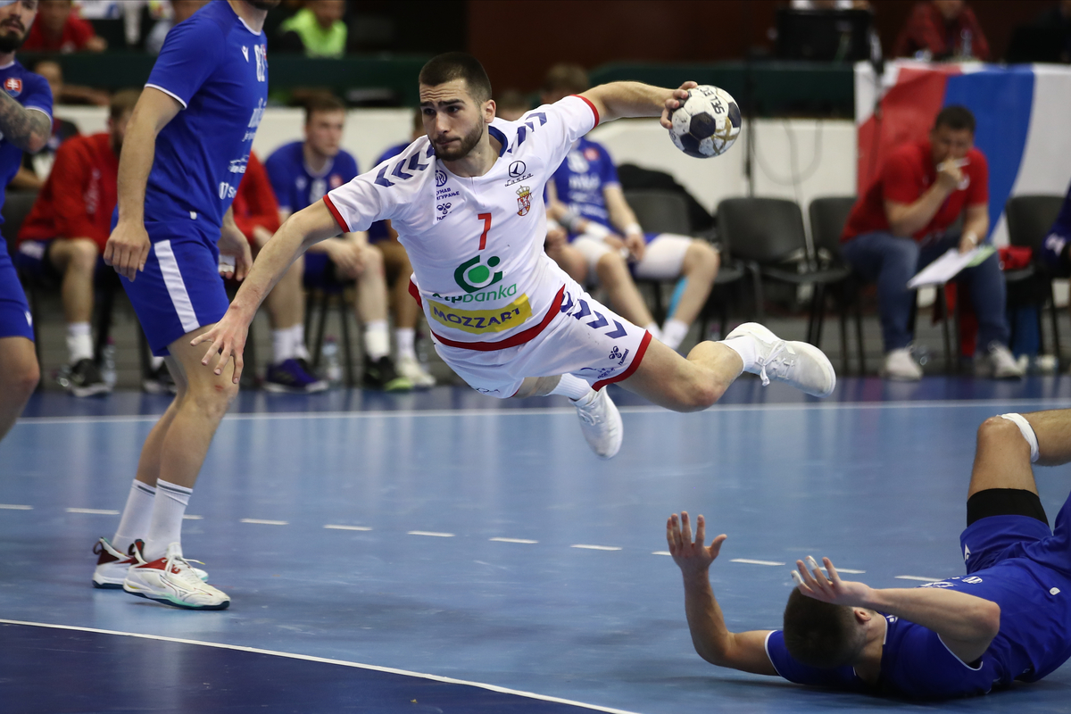 UROS KOJADINOVIC rukometas Srbije na utakmici kvalifikacija za Svetsko Prvenstvo protiv Slovacke u SC SPENS, Novi Sad 30.04.2023. godine Foto: Ivica Veselinov / MN PRESS RUKOMET, HANDBALL, SRBIJA, SERBIA, SLOVAKIA, SLOVACKA, KVALIFIKACIJE ZA SVETSKO PRVENSTVO, WORLD CUP QUALIFIERS