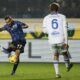 Atalanta's Davide Zappacosta, left, scores his side's fourth goal of the game during the Italian Serie A soccer match between Atalanta and Frosinone at the Gewiss Stadium in Bergamo, Italy, Monday, Jan. 15, 2024. (Spada/LaPresse via AP)