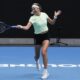 Victoria Azarenka of Belarus plays a forehand return during a practice session ahead of the Australian Open tennis championships at Melbourne Park, Melbourne, Australia, Saturday, Jan. 13, 2024. (AP Photo/Andy Wong)