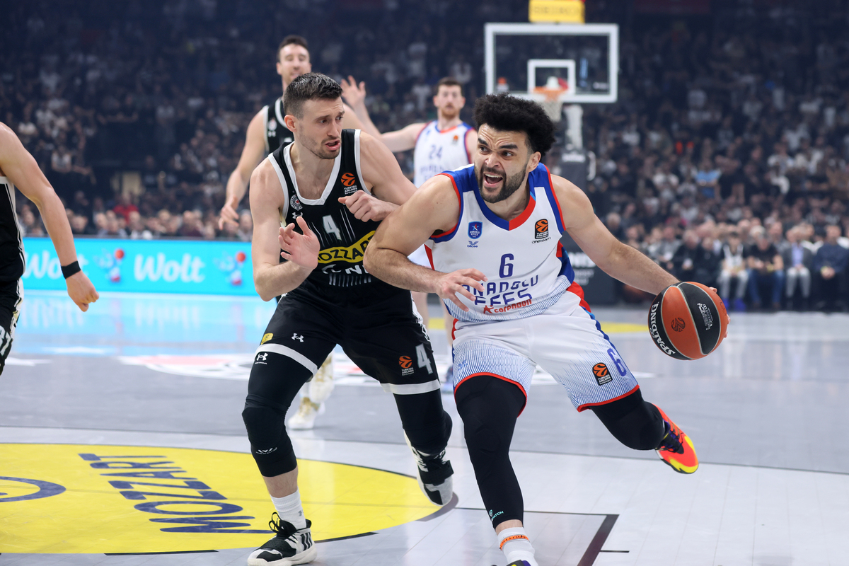 kosarkas Partizana na utakmici Evrolige protiv Efesa u hali Stark Beogradska arena, Beograd 29.02.2024. godine Foto: Marko Metlas Kosarka, Partizan, Evroliga, Efes, Anadolu Efes