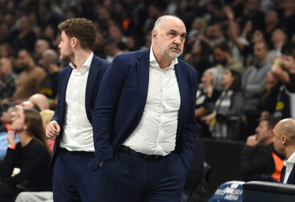 PABLO LASO, trener kosarkasa Bajerna, na utakmici Evrolige protiv Partizana, u Beogradskoj Stark areni. Beograd, 08.02.2024. foto: Nebojsa Parausic Kosarka, Evroliga, Partizan, Bajern Minhen