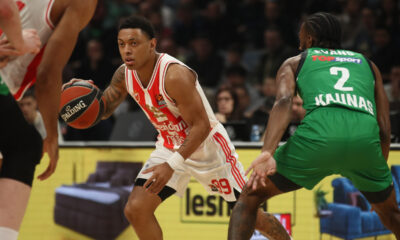 kosarkas Crvene Zvezde na utakmici Evrolige protiv Zalgirisa u hali Beogradska Stark Arena, Beograd 09.02.2024. godine Foto: Ivica Veselinov / MN PRESS KOSARKA, BASKETBALL, EVROLIGA, EUROLEAGUE, CRVENA ZVEZDA, ZALGIRIS