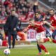 Heidenheim Nikola Dovedan, center right, vies for the ball with Berlin's Andras Schäfer, foreground and Lucas Tousart (right).l, during the Germany Bundesliga soccer match between Union Berlin and FC Heidenheim, in Berlin, Saturday, Feb. 24, 2024. (Andreas Gora/dpa via AP)