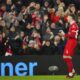 Liverpool's Conor Bradley celebrates after scoring his side's second goal during the English Premier League soccer match between Liverpool and Chelsea, at Anfield Stadium, Liverpool, England, Wednesday, Jan.31, 2024. (AP Photo/Jon Super)