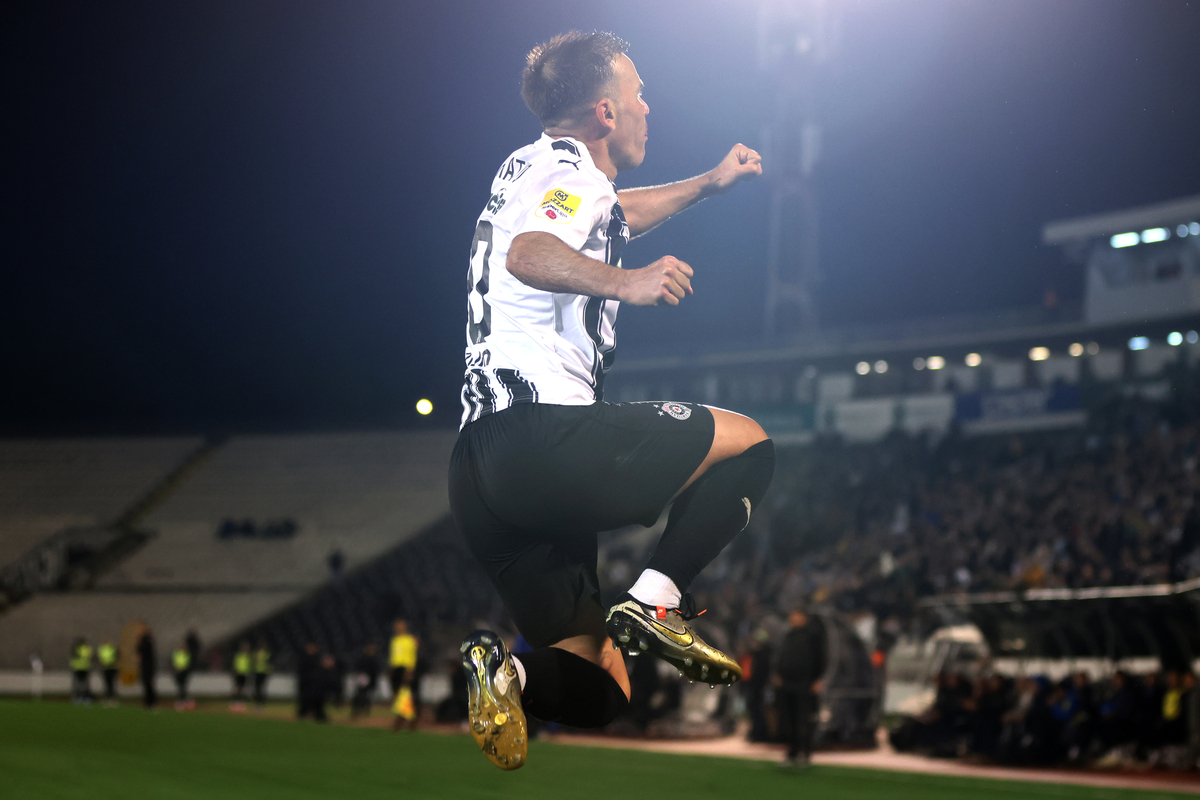 fudbaler Partizana na utakmici Mocart Superlige protiv Zeleznicara iz Panceva na stadionu Partizana, Beograd 02.03.2024. godine Foto: Marko Metlas Fudbal, Prvenstvo Srbije, Mocart Superliga, Partizan, Zeleznicar Pancevo