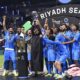 Al Hilal players celebrate the trophy of Riyadh Season Cup 2024 at Kingdom Arena Stadium in Riyadh, Saudi Arabia, on Feb. 8, 2024. Saudi Arabian soccer club Al Hilal will target a 28th straight win in competitive games Tuesday, March 12, 2024, that would set a world record for a top-tier team. Fueled by Serbia forward Aleksandar Mitrović’s goals during Neymar’s long-term injury, Al Hilal aims for the record-setting win in a second-leg game in the Asian Champions League quarterfinals against domestic rival Al Ittihad. (AP Photo)