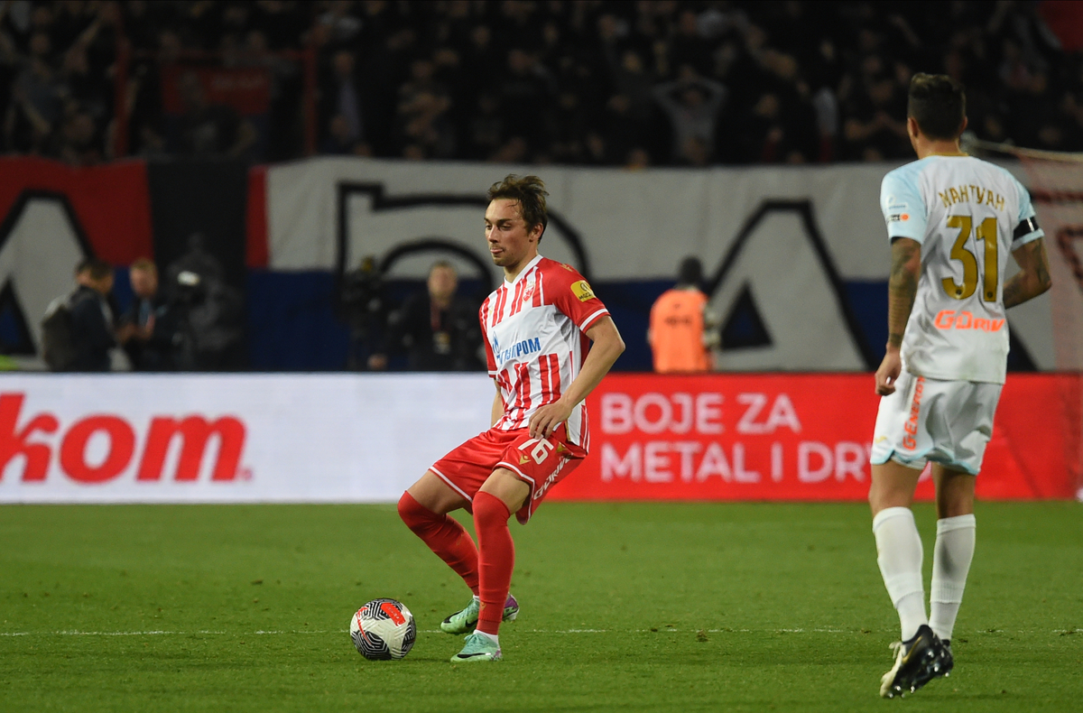 , fudbaler Crvene zvezde, na prijateljskoj utakmici protiv Zenita, na stadionu Rajko Mitic. Beograd, 23.03.2024. foto: Nebojsa Parausic Fudbal, Crvena zvezda, Zenit