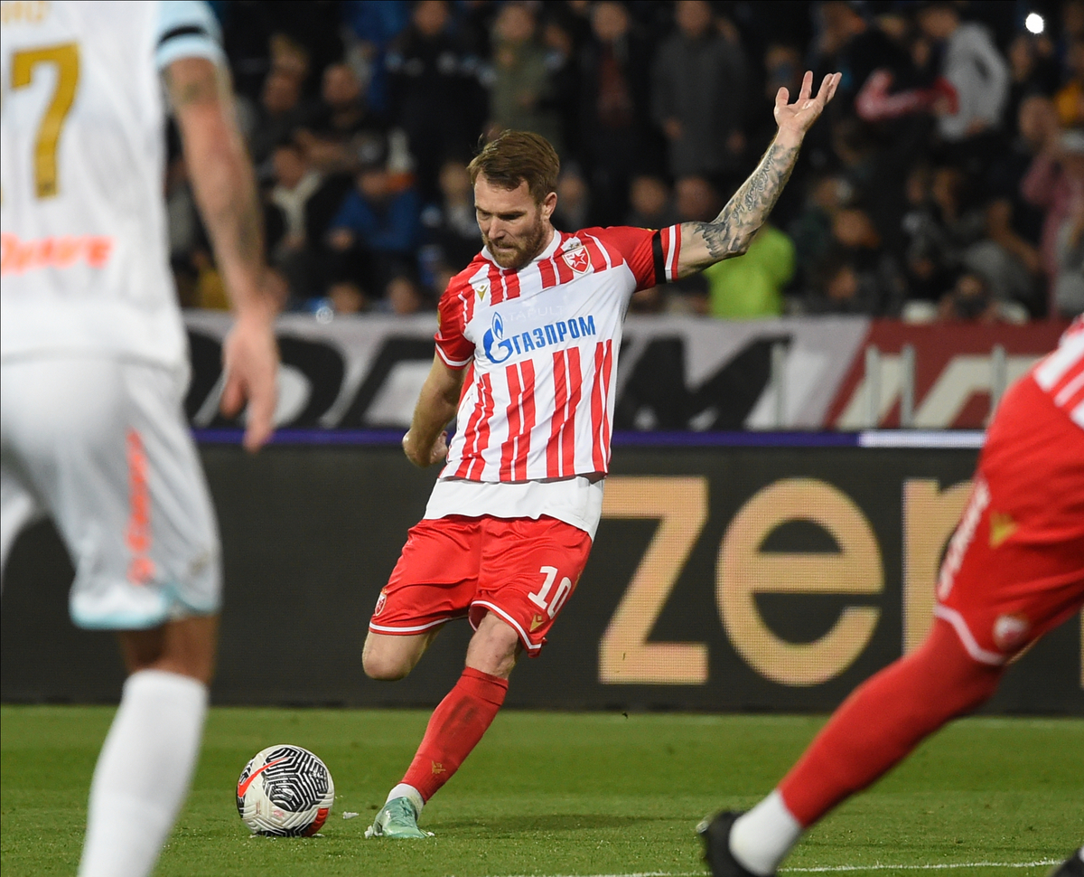 ALEKSANDAR KATAI, fudbaler Crvene zvezde, na prijateljskoj utakmici protiv Zenita, na stadionu Rajko Mitic. Beograd, 23.03.2024. foto: Nebojsa Parausic Fudbal, Crvena zvezda, Zenit