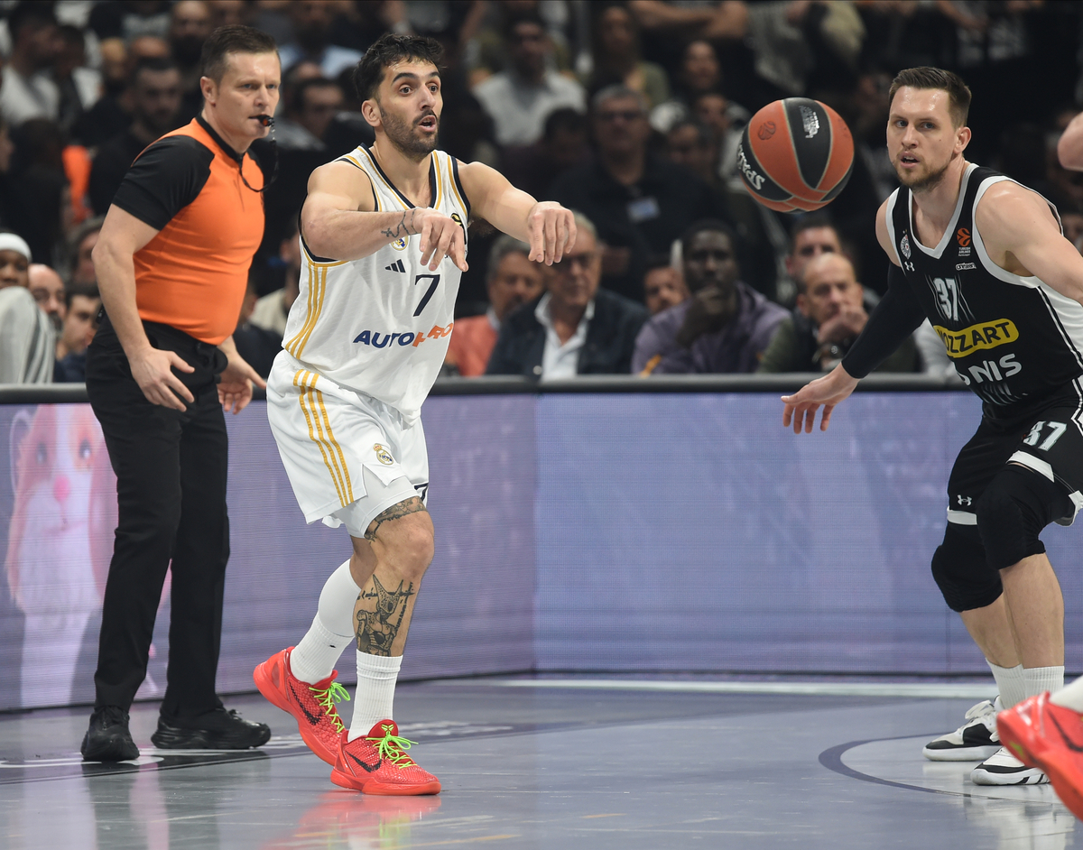 kosarkas Reala na utakmici Evrolige protiv Partizana u hali Stark Beogradska arena, Beograd 21.03.2024. godine Foto: Marko Metlas Kosarka, Partizan, Evroliga, Real Madrid