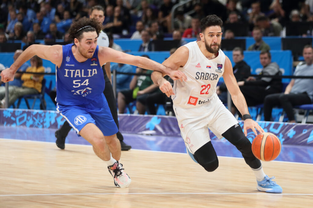 VASILIJE MICIC kosarkas reprezentacije Srbije na utakmici FIBA Evropskog prvenstva protiv Italije u Mercedes Benc areni, Berlin 11.09.2022. godine Foto: Marko Metlas Kosarka, Srbija, FIBA Evropsko prvenstvo, Italija