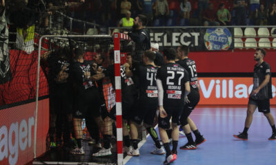 rukometaši Partizana na utakmici finala Kupa Srbije protiv Vojvodine u SC Slana Bara, Novi Sad 13.04.2024. godine Foto: Ivica Veselinov / MN PRESS RUKOMET, HANDBALL, KUP SRBIJE, NATIONAL CUP, VOJVODINA, PARTIZAN